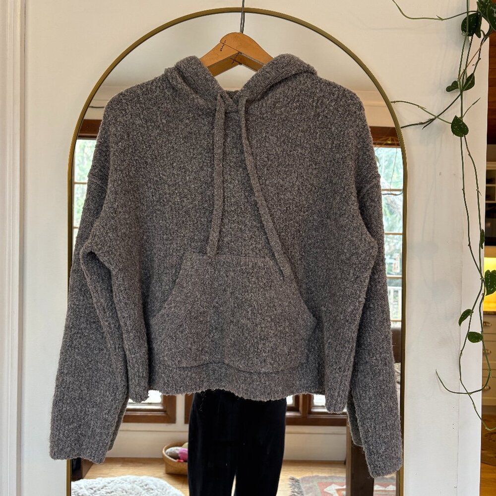 Frank & Oak Grey Crop Hoodie - Large